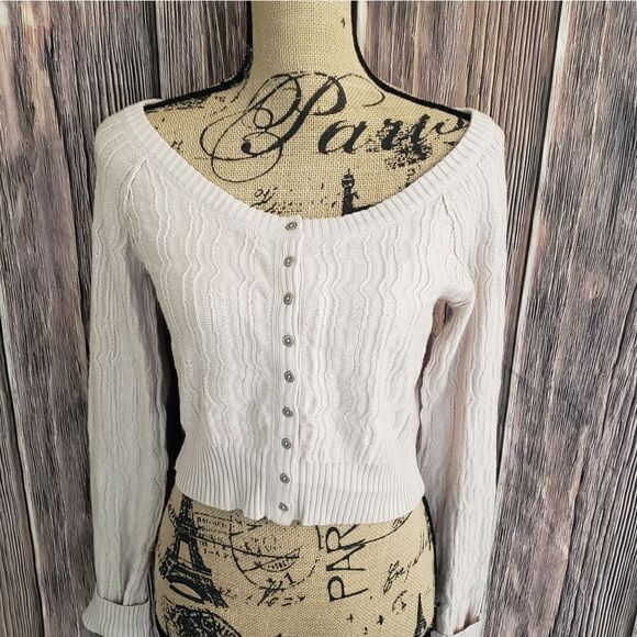 Free People Button Up Cropped Sweater W Size L - Picture 3 of 13